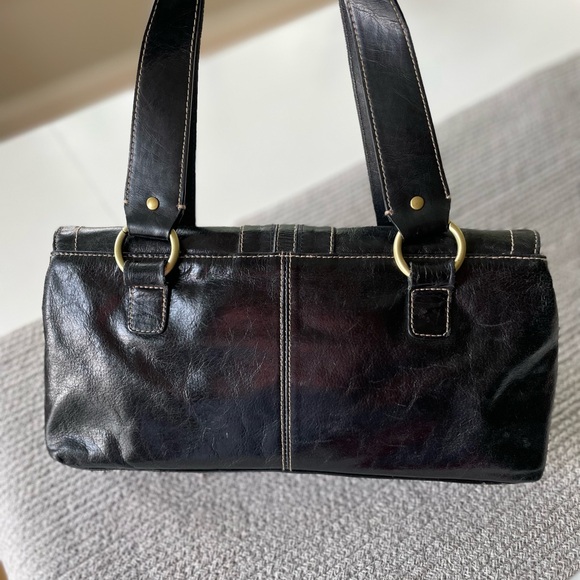 Vintage Y2K Apt. 9 Black Aged Brass Shoulder Bag Purse - Picture 9 of 10